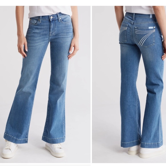 7 For All Mankind Tailorless Dojo Slim Evolution Ideal Flare Jeans Size 32 - Picture 1 of 9